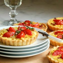 Corn Tarts with Tomatoes and Bacon