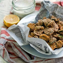 Crispy Baked Fiddleheads w Yogurt