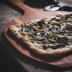 Caramelized Ramp & Asparagus Pizza