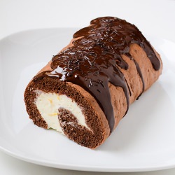 Chocolate Roll Cake with Cream