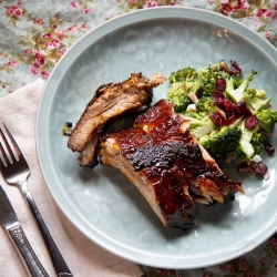 BBQ Pork Ribs with Broccoli Salad