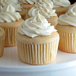 White Cupcakes with Truffle Filling