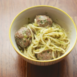 Broccoli Pesto with Veal Meatballs