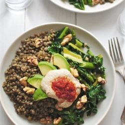 Lentils with Vegetables and Hummus