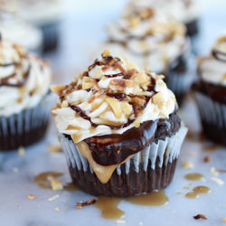 Snickers Coconut Caramel Cupcakes