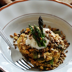 Oatmeal Pancakes with Asparagus