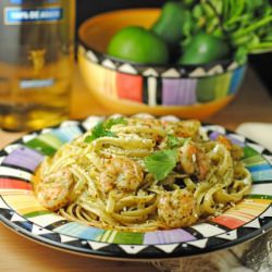 Cilantro Pesto Pasta w/Shrimp