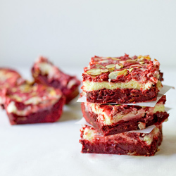 Red Velvet Almond Cheese Brownies