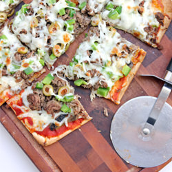 Ground Beef and Green Olive Pizza