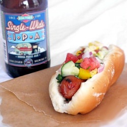 Chicken Dogs with Watermelon Salsa