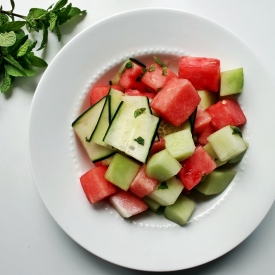 Melon, Cucumber + Mint Salad