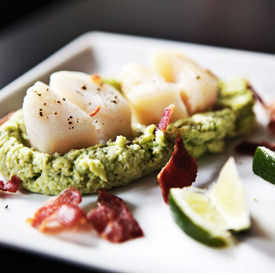 Scallops with Edamame Puree