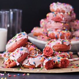 Pink Velvet Funfetti Donuts