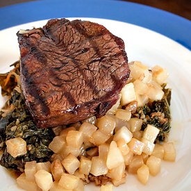 Filet w/ Turnips & Braised Kale