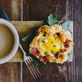 Baked Eggs with Bacon and Parmesan