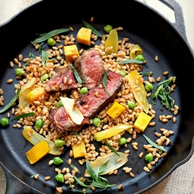 Steak and Farro with Beets