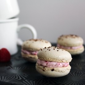 Coffee Raspberry Macarons