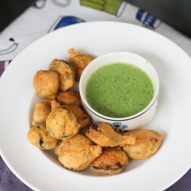 Eggplant Fritters Coriander Chutney