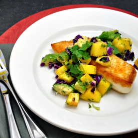 Halibut with Mango Avocado Salsa