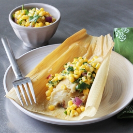 Pulled Pork Tamales with Corn Salsa