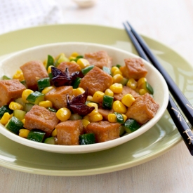 Braised Tofu with Corns & Cucumbers