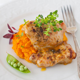 BBQ Roast Chicken with Carrot Puree