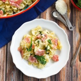 Prosciutto Spinach Bowtie Pasta