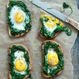 Toast with Egg and Spinach