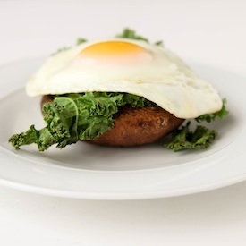 Mushroom, Kale, and Egg Stack