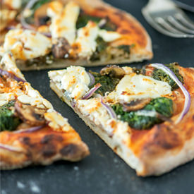 Spinach, Mushroom Goat Cheese Pizza