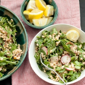 Barley-Pea Shoot Salad with Tahini