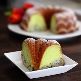 Poppy Seed & Pandan Butter Cake