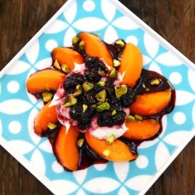 Apricots with Blackberry Port Sauce