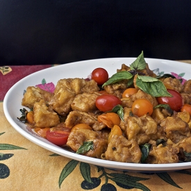 Tofu with Tomatoes and Thai Basil