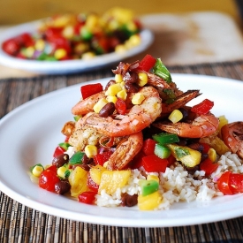 Shrimp with Mango Salsa and Rice