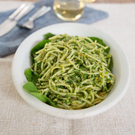 Arugula Pistachio Spaghetti