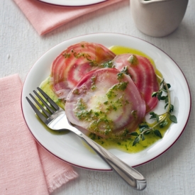 Chioggia Beet and Chevre Ravioli