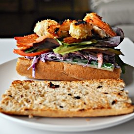 Shrimp Po’boy and Purple Slaw