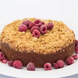 Banana Curd Raspberry Crumble Cake