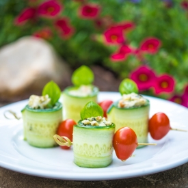 Cucumber Rolls/Pesto Shrimp Salad