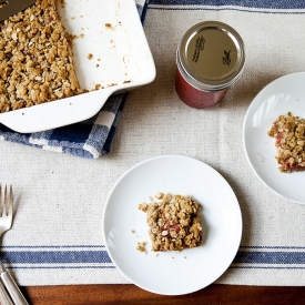 Brown Butter Rhubarb Oat Bars