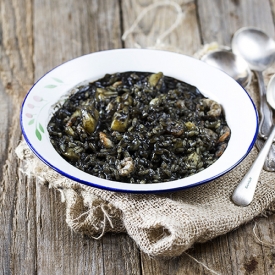 Black RIce with Squid and Prawns