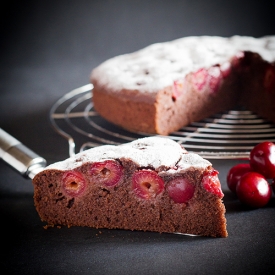 Cake with Cherries and Maple Syrup