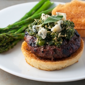 Bison Apple Burgers with Sage Pesto