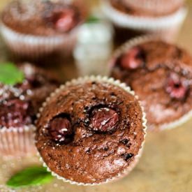 Cocoa Muffins with Cherries