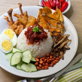 Nasi Lemak with Sambal Ikan Bilis