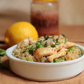 Quinoa and Pea Spicy Chicken Salad