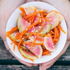 Watermelon Radish + Carrots Salad