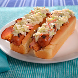 Ranch Coleslaw Bacon Dogs