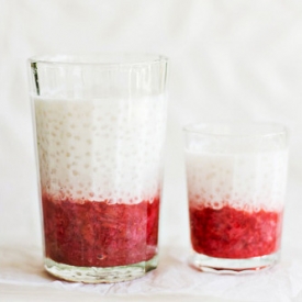 Coconut Tapioca Pudding with Rhubarb